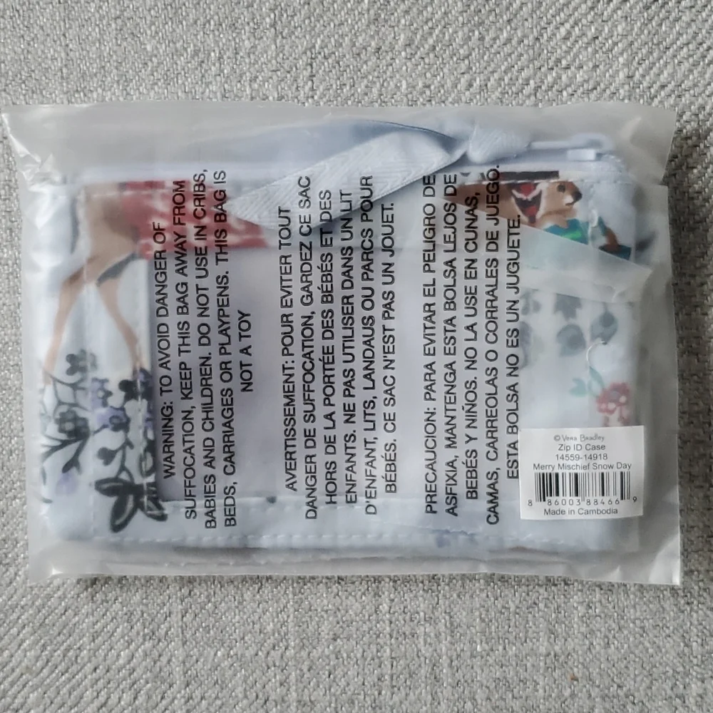 Vera Bradley Merry Mischief Snow Day Zip ID Case
